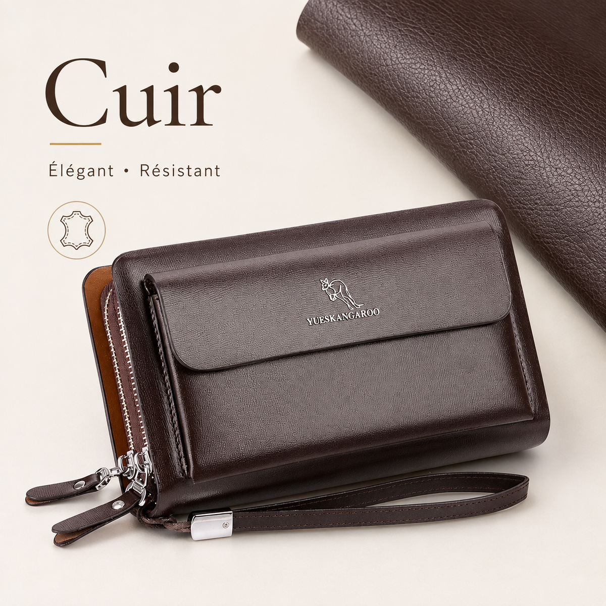 Portefeuille d'affaire 100% Cuir pour Hommes actifs : WATERPROOF