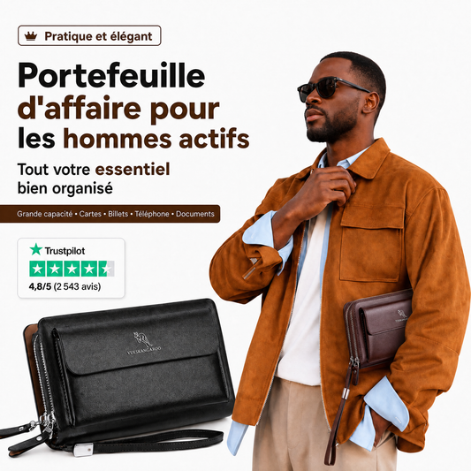 Portefeuille d'affaire 100% Cuir pour Hommes actifs : WATERPROOF