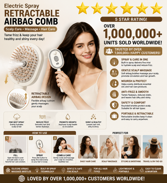 Brosse Massante Brumisatrice Professionnelle pour Cheveux
