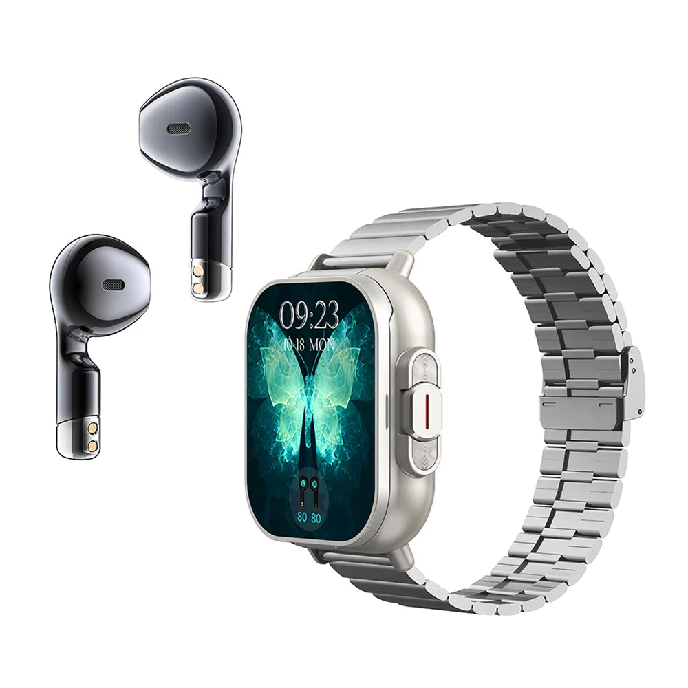 ⌚Montre connectée 2 en 1 : Notification, appel et Fréquence cardiaque + Ecouteur sans fils intégré🎧