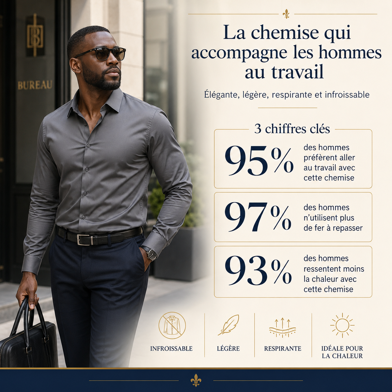 Pack de 3 Chemises Infroissables 100% coton - L'Élégance Sans Effort !