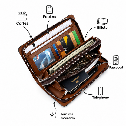 Portefeuille d'affaire 100% Cuir pour Hommes actifs : WATERPROOF