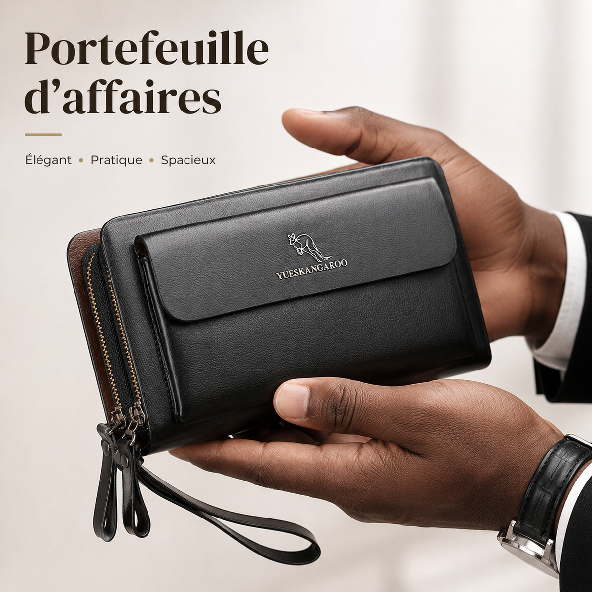 Portefeuille d'affaire 100% Cuir pour Hommes actifs : WATERPROOF
