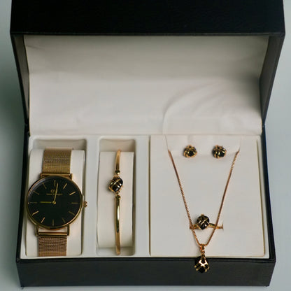 ⌚💎Coffret Cadeaux pour Femme (MONTRE DE LUXE + Bracelet + collier + boucles d'oreilles + Bagues🎁)