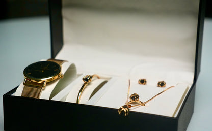 ⌚💎Coffret Cadeaux pour Femme (MONTRE DE LUXE + Bracelet + collier + boucles d'oreilles + Bagues🎁)