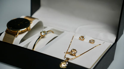 ⌚💎Coffret Cadeaux pour Femme (MONTRE DE LUXE + Bracelet + collier + boucles d'oreilles + Bagues🎁)