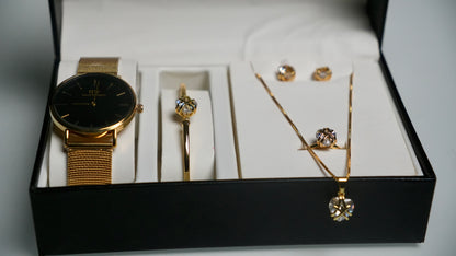 ⌚💎Coffret Cadeaux pour Femme (MONTRE DE LUXE + Bracelet + collier + boucles d'oreilles + Bagues🎁)